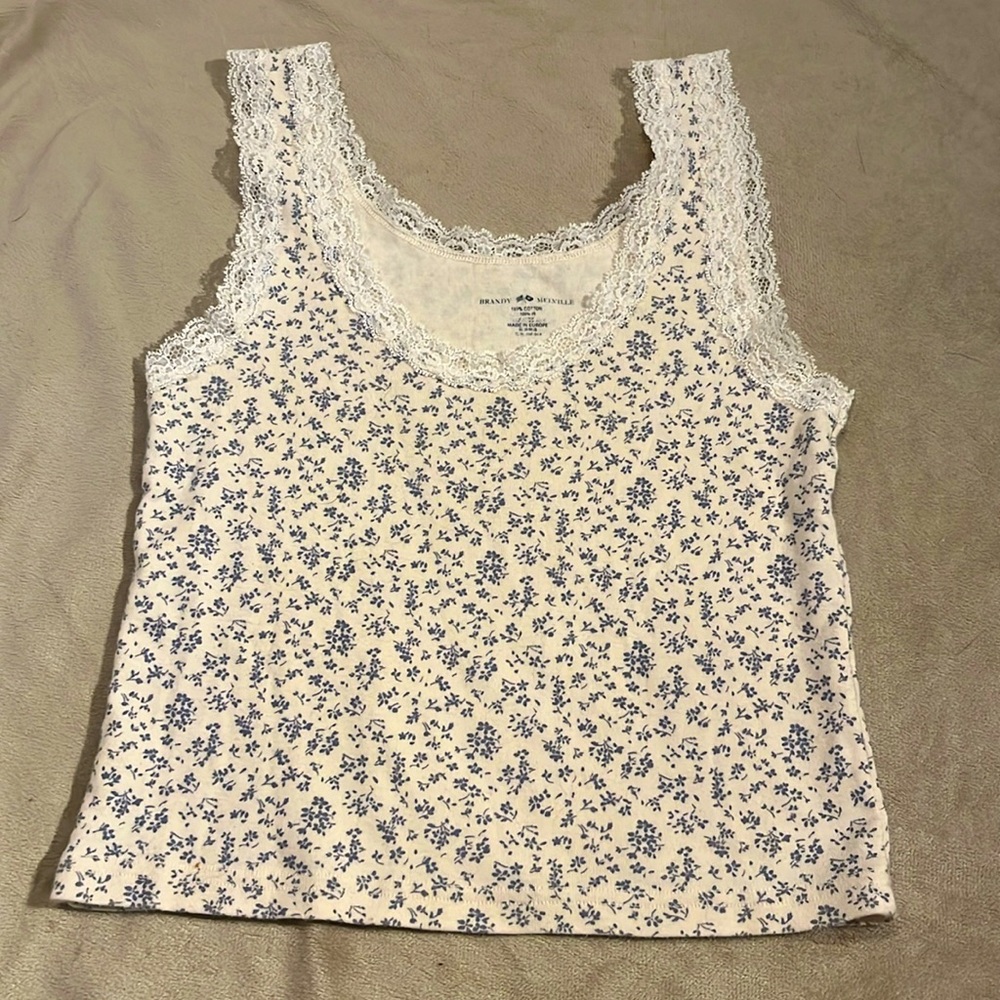 Brandy Melville laced floral tank top
